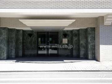 エントランスの壁面は石張りです。