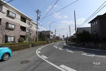 敷地西側の前面道路（北側から）