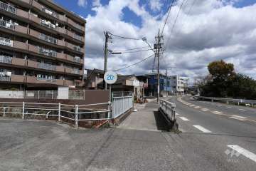 敷地南東側の前面道路（南西側から）