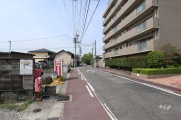 敷地南東側の前面道路（北東側から）