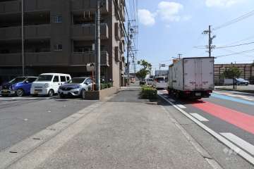 敷地西側の前面道路（北側から）
