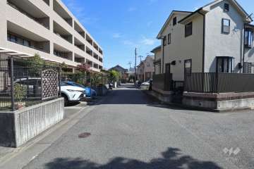 敷地南側の前面道路(西側から)