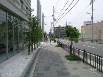 北側の道路（突き当たりは『ロマンチック街道』です）