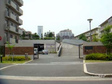 東側前面道路から敷地内駐車場へ