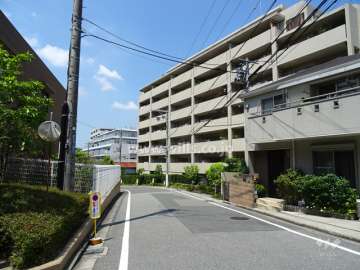 敷地南東側の前面道路（北東側から）