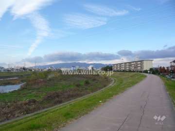 敷地の南側を流れる藻川