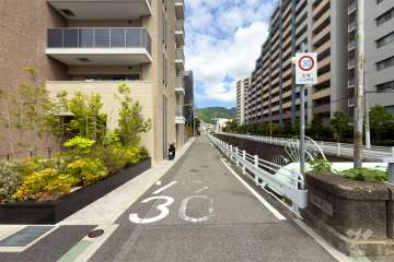 敷地東側の前面道路（南側から）
