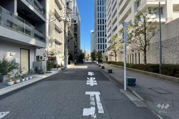 敷地の北側の前面道路(西側から)