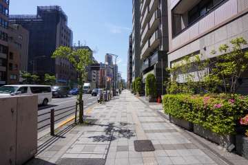 敷地東側の前面道路（北側から）