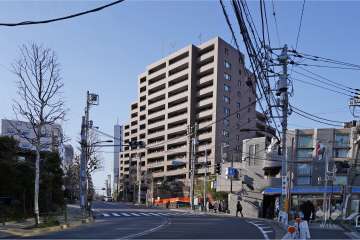 ファミールグラン三田伊皿子坂の外観（南東側から）