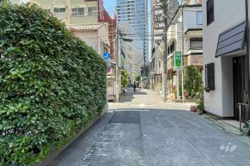 敷地北西側の前面道路（北東側から）