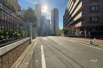 敷地西側の前面道路（北側から）