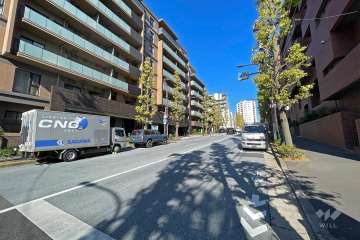 敷地の南側前面道路（西側から）