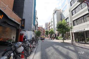 敷地北東側の前面道路（南東側から）
