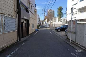 敷地南西側の前面道路（南東側から）