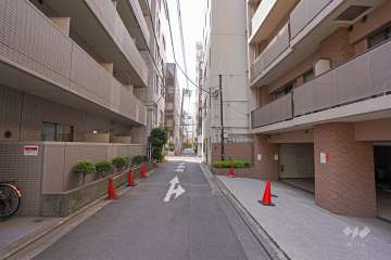 敷地東側の前面道路（北側から）