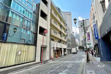 敷地西側の前面道路（北側から）