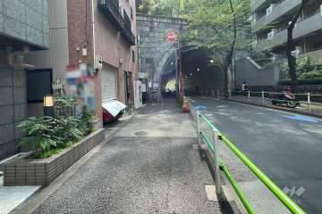 敷地の南側前面道路（西側から）