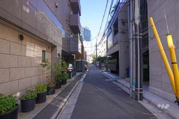 敷地北東側の前面道路（南東側から）