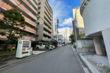 敷地の南側前面道路（西側から）