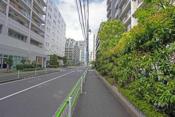 敷地北西側の前面道路（南西側から）