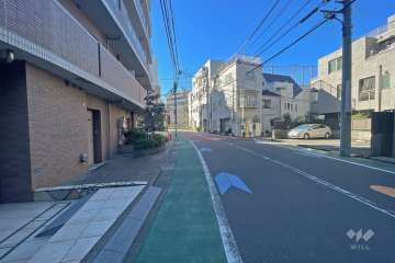 敷地西側の前面道路（北側から）
