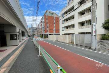 敷地の南西側前面道路（南東側から）