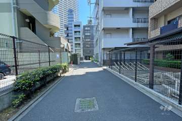 敷地東側の前面道路（北側から）