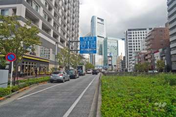 敷地南側前面道路（西側から）は都道405号線です。