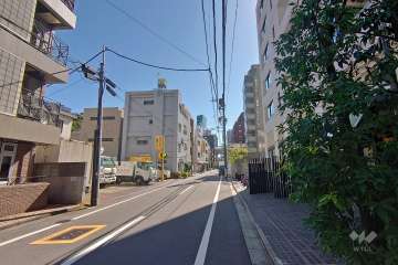 敷地東側の前面道路（北側から）