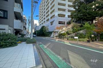 敷地北西側の前面道路（南西側から）