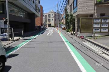 敷地南西側の前面道路（南東側から）
