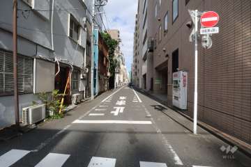 敷地西側の前面道路(南側から)