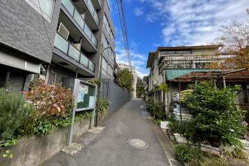 敷地南東側の前面道路（南西側から）