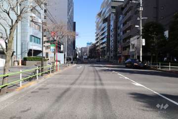 敷地南側の前面道路(西側から)
