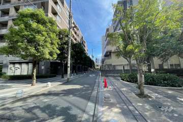 敷地東側の前面道路（北側から）