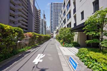 敷地南西側の前面道路（南東側から）