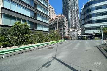 敷地南東側の前面道路（南西側から）