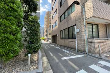 敷地南東側の前面道路（北東側から）