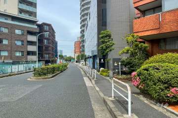 敷地北西側の前面道路（南西側から）