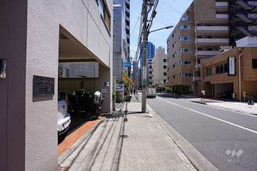 敷地南西側の前面道路(北西側から)