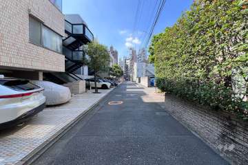 敷地の北西側前面道路（北東側から）