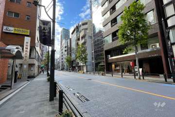 敷地南東側の前面道路（北東側から）