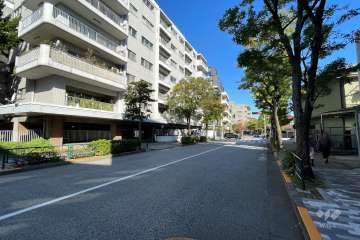 敷地南東側の前面道路（南西側から）
