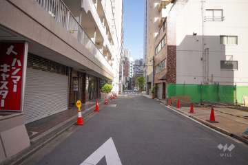 敷地南側の前面道路（西側から）
