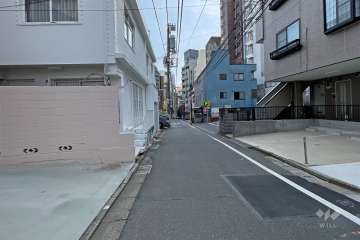 敷地南側の前面道路（西側から）