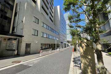 敷地の南東側前面道路（南西側から）