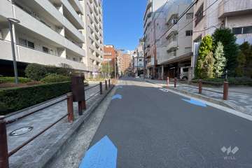 敷地北東側の前面道路（南東側から）