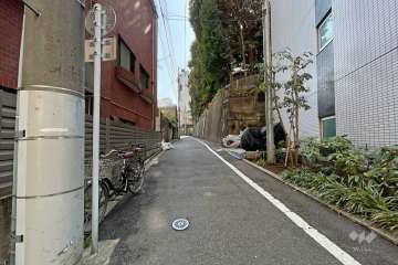 敷地南東側の前面道路（北東側から）