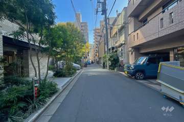 敷地南側の前面道路（西側から）